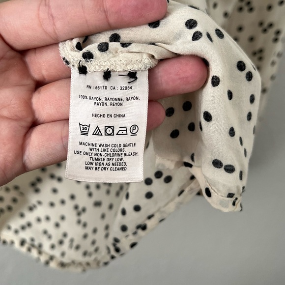 MAEVE Contrast Collar Button Down Polka Dot Top - Picture 7 of 7